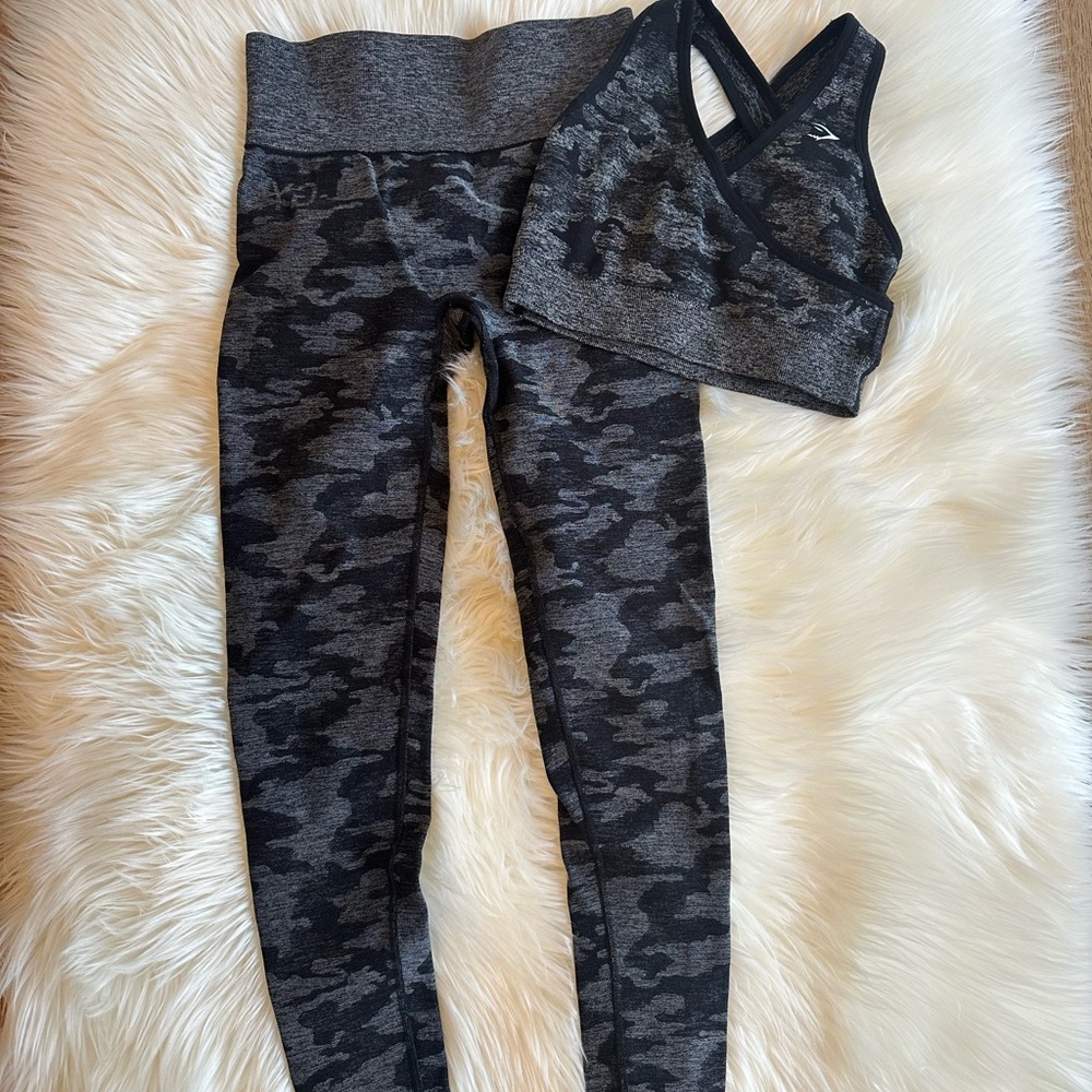 Gymshark Camo Workout Top and Leggings